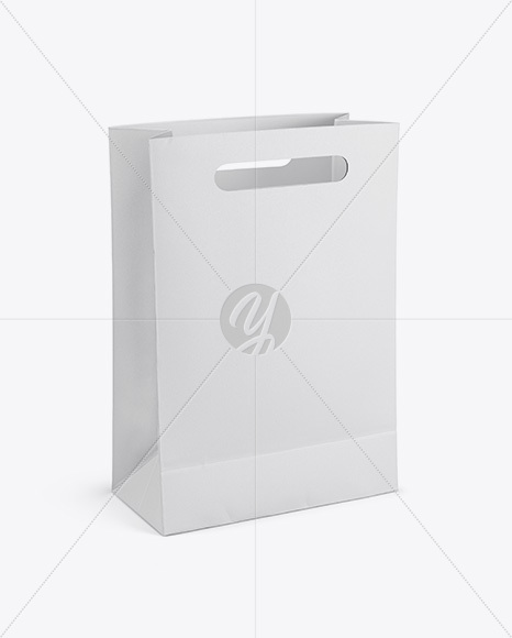 Paper Shopping Bag Mockup - Halfside View (High Angle Shot)