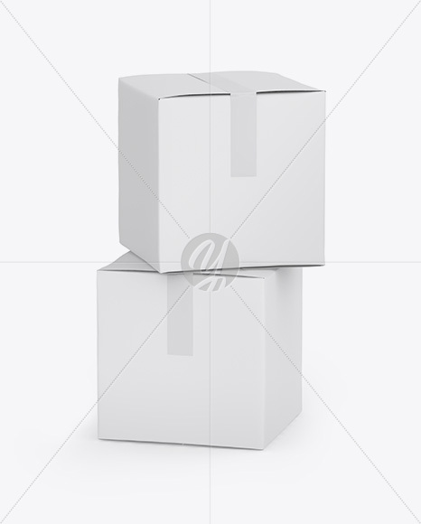 Two Paper Boxes Mockup - Half Side View