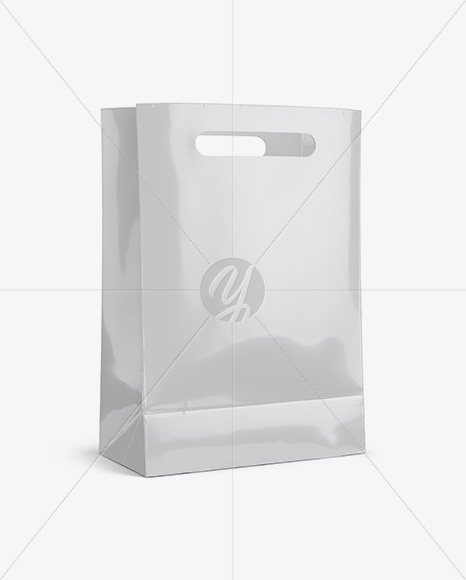 Glossy Shopping Bag Mockup - Halfside View (Eye-Level Shot)