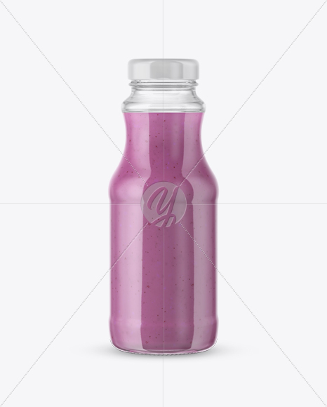 Clear Glass Bottle with Blueberry Smoothie Mockup