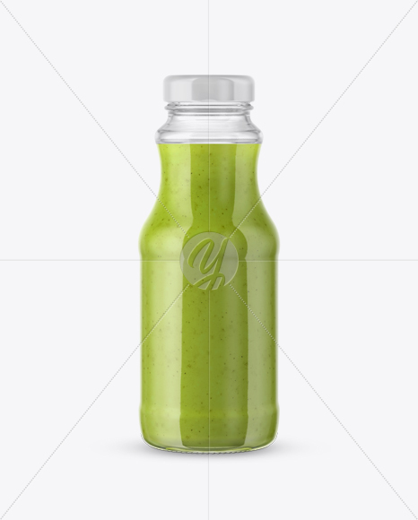 Clear Glass Bottle with Green Smoothie Mockup