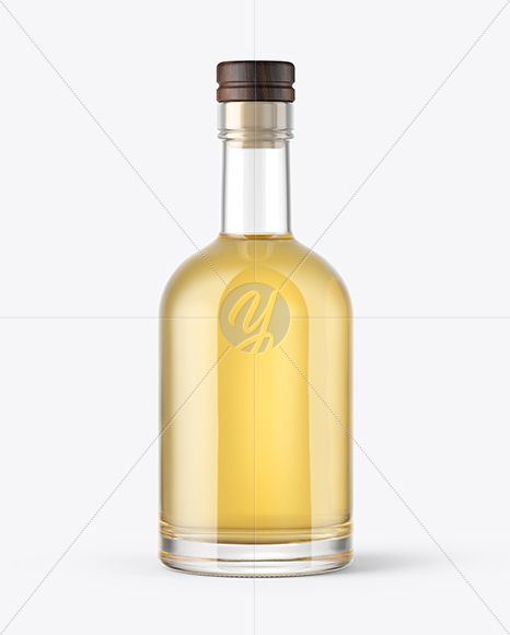 Golden Tequila Bottle with Wooden Cap Mockup