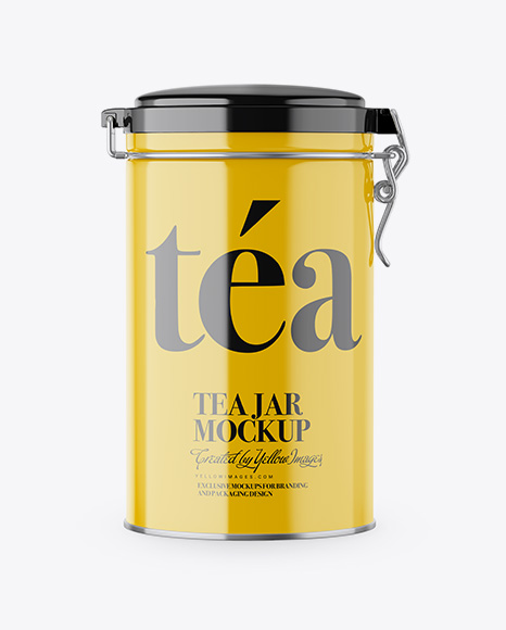 Glossy Tea Round Jar With Locking Lid Mockup - Locked