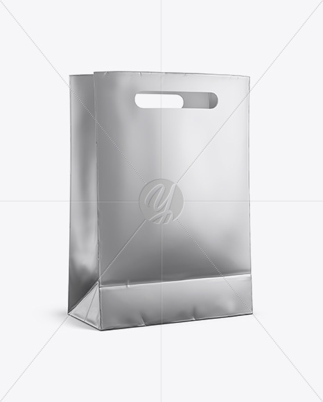 Matte Metallic Shopping Bag Mockup - Halfside View (Eye-Level Shot)