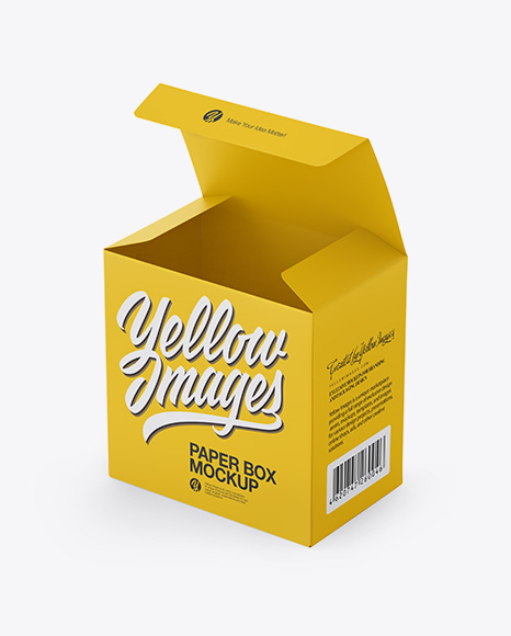 Opened Paper Box Mockup - Half Side View (High-Angle Shot)