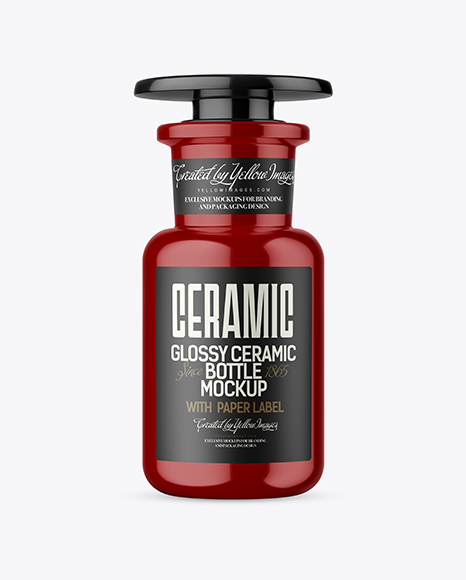 Glossy Ceramic Bottle Mockup