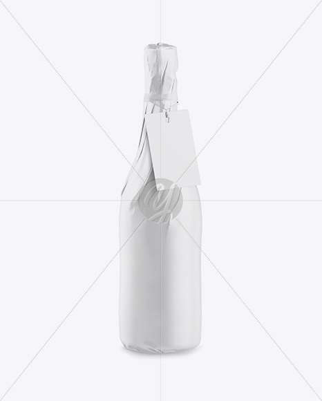 Wine Bottle in Glossy Paper Wrap With Label Mockup