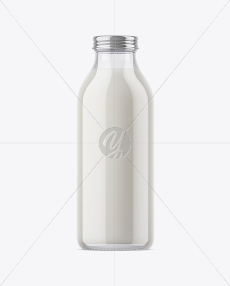 Clear Glass Milk Bottle Mockup