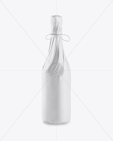 Wine Bottle in Glossy Paper Wrap Mockup