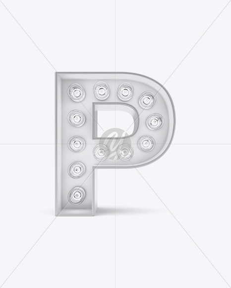 Letter P Light Bulb Sign Mockup