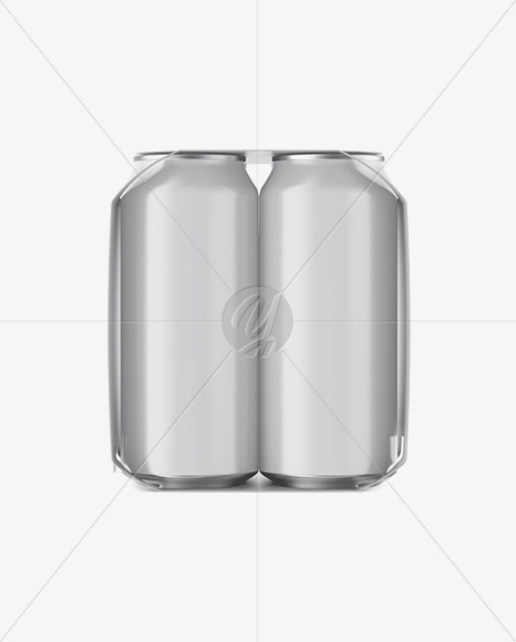 Carton Carrier W/ 4 Matte Cans Mockup - Side View