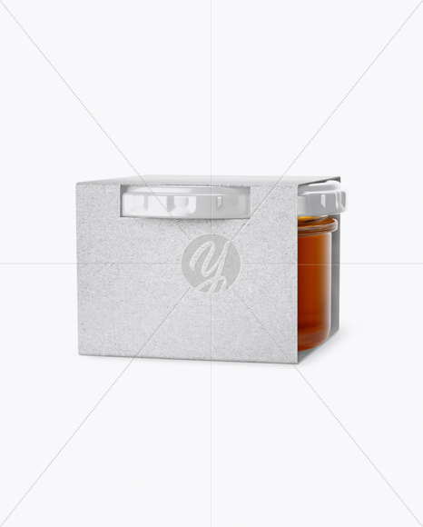 Clear Glass Honey Jar in Kraft Paperboard Sleeve Mockup - Free Download