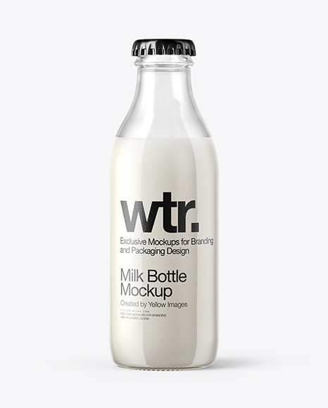 180ml Clear Glass Milk Bottle Mockup