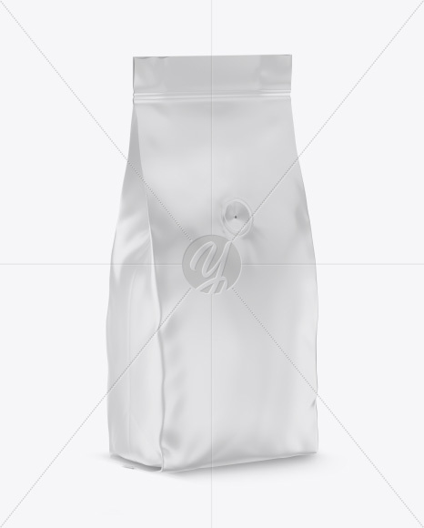 Matte Coffee Bag with Valve Mockup - Half Side View