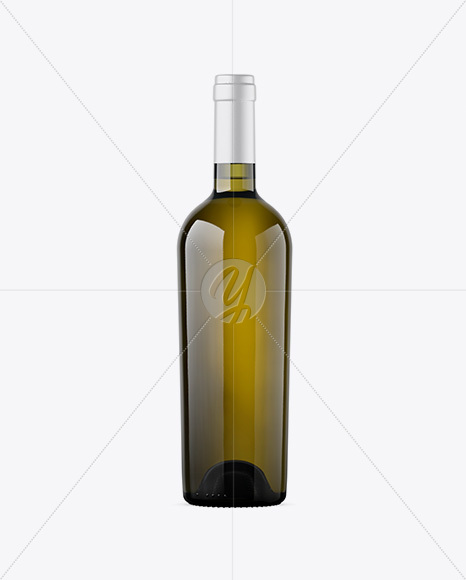 Antique Green Glass White Wine Bottle Mockup