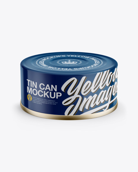 Tin Can Mockup - Front View (High-Angle Shot) - Fish packaging mockup