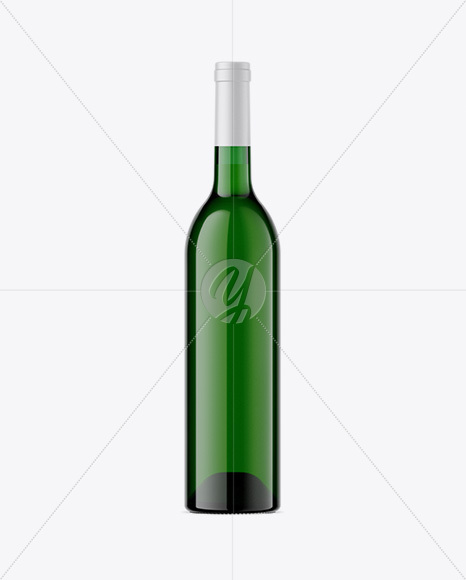 Green Glass White Wine Bottle Mockup