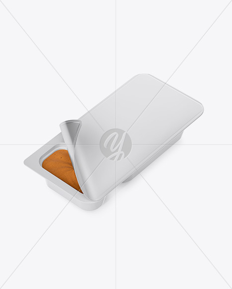 Plastic Container With Peanut Paste Mockup - Half Side View