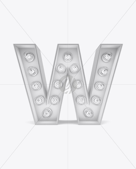 Letter W Light Bulb Sign Mockup