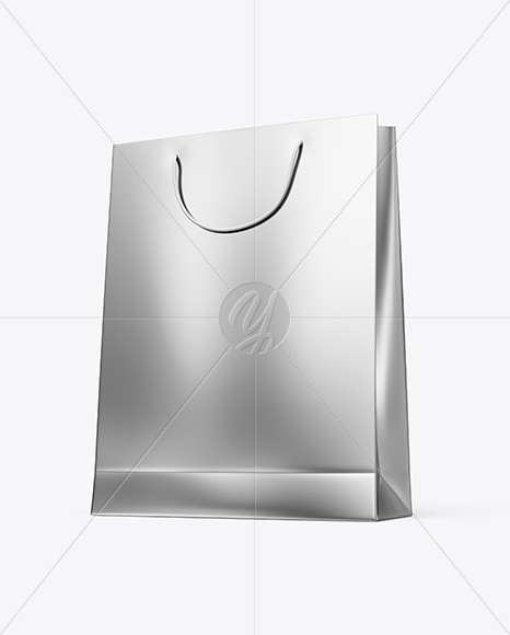 Metallic Paper Shopping Bag Mockup - Half Side View (Hero Shot)