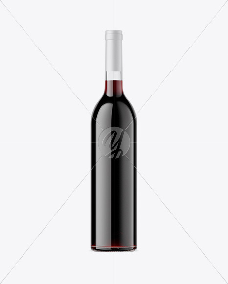 Clear Glass Bottle With Red Wine Mockup