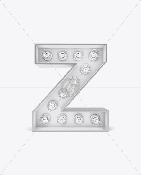 Letter Z Light Bulb Sign Mockup