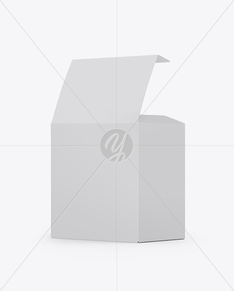 Opened Paper Box Mockup - Back Half Side View (High-Angle Shot)