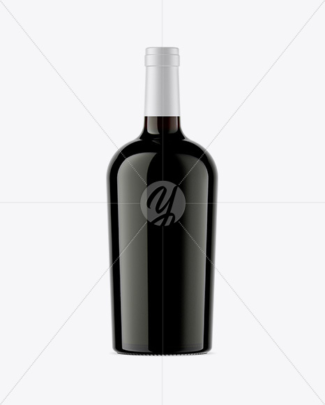 Antique Green Glass Bottle With Red Wine Mockup