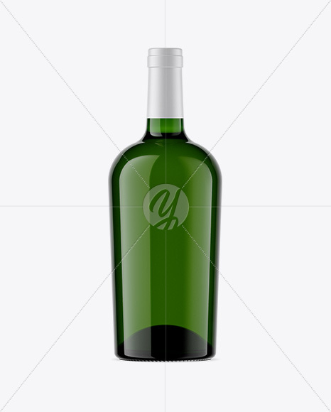 Green Glass Bottle With White Wine Mockup