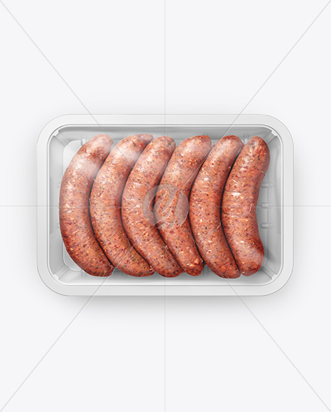 Plastic Tray With Sausages Mockup - Top View