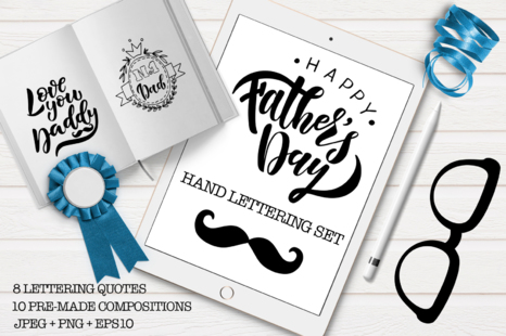 Father's Day Hand Lettering Set - Father's day illustrations