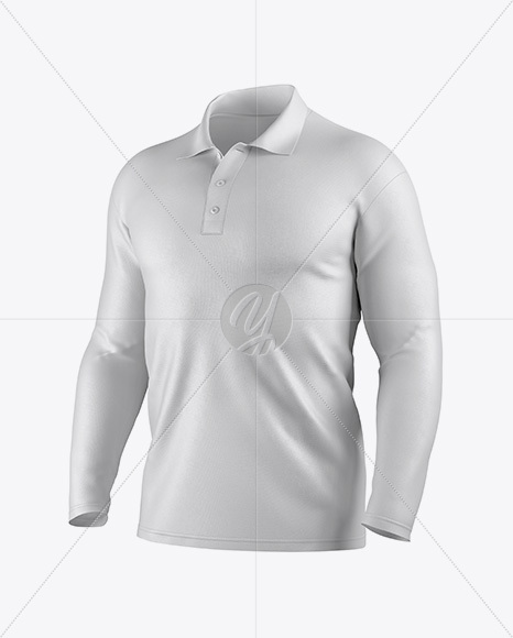 Men&#039;s Polo With Long Sleeve Mockup - Half Side View