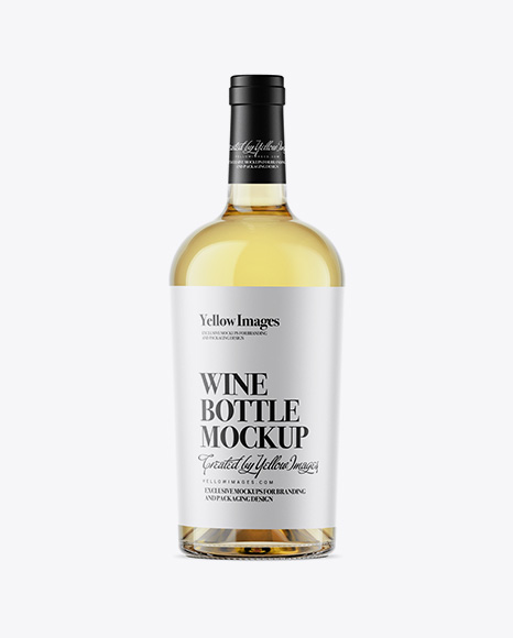 Clear Glass Bottle With White Wine Mockup