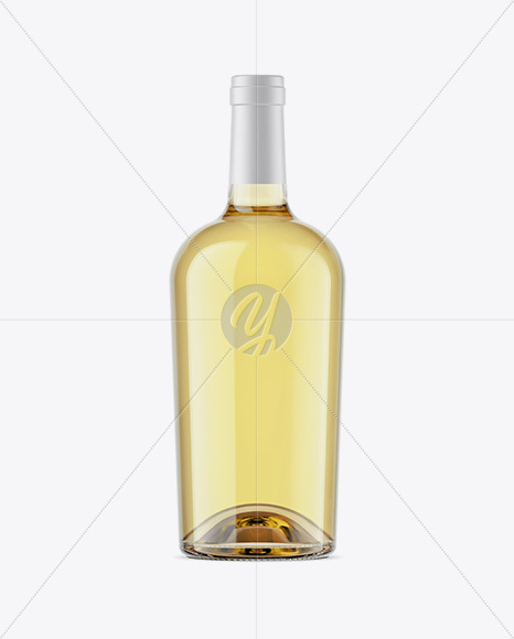 Clear Glass Bottle With White Wine Mockup