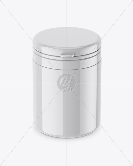Glossy Plastic Jar Mockup - Front View (High-Angle Shot)