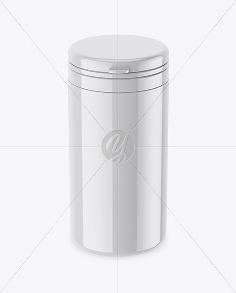 Glossy Plastic Jar Mockup - Front View (High-Angle Shot)