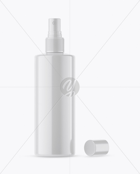 Opened Glossy Spray Bottle Mockup