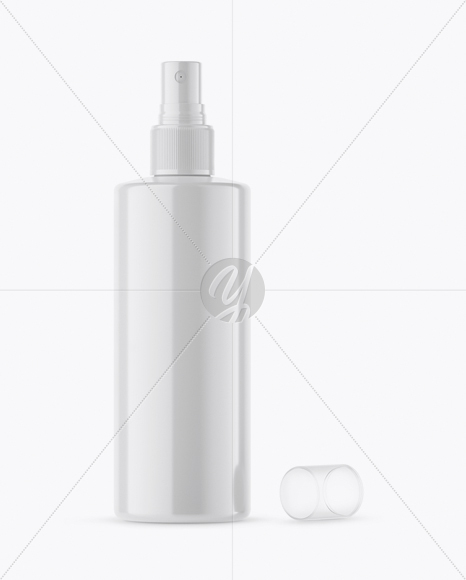 Opened Glossy Spray Bottle With Transparent Сap Mockup Opened Glossy Spray Bottle With Transparent Сap Mockup