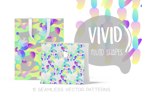 Vivid Fluid Shapes - Seamless Patterns - Multicolor