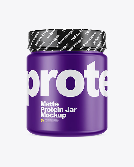 Matte Protein Jar Mockup - Protein+Jar+In+Matte+Shrink+Sleeve+PSD+Mockup