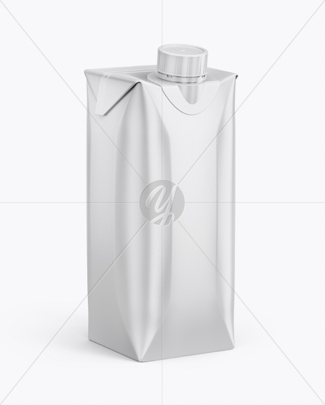 500ml Glossy Carton Pack Mockup - Half Side View