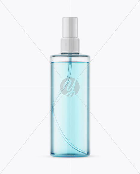 Clear Spray Bottle with Blue Liquid Mockup