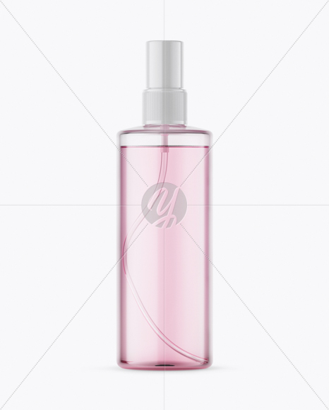 Clear Spray Bottle with Pink Liquid Mockup