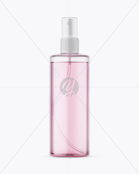 Clear Spray Bottle with Pink Liquid & Transparent Сap Mockup