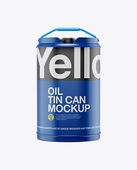 Matte Oil Tin Can Mockup - Front View