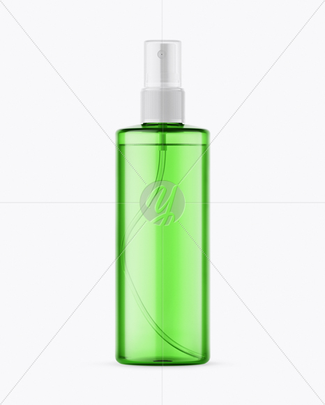 Green Spray Bottle with Transparent Сap Mockup