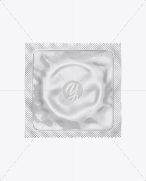 Glossy Square Condom Packaging Mockup