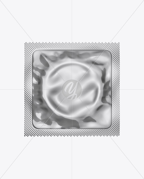 Metallic Square Condom Packaging Mockup