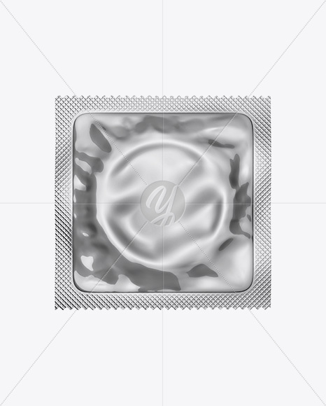 Metallic Square Condom Packaging Mockup