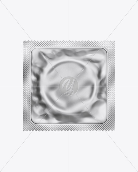 Matte Metallic Square Condom Packaging Mockup